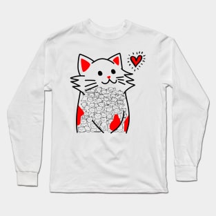 Cats Brighten Up My Heart (Red) Long Sleeve T-Shirt